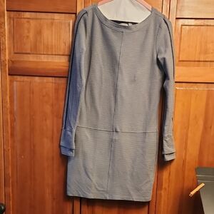 Athleta Striped Gray Long Sleeve Dress